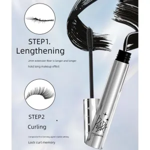 1 PC Long Lasting Curling Lengthening Fix Mascara, Smudge Proof Water Proof Mascara Base Holds All Day Long (Black, 6g)