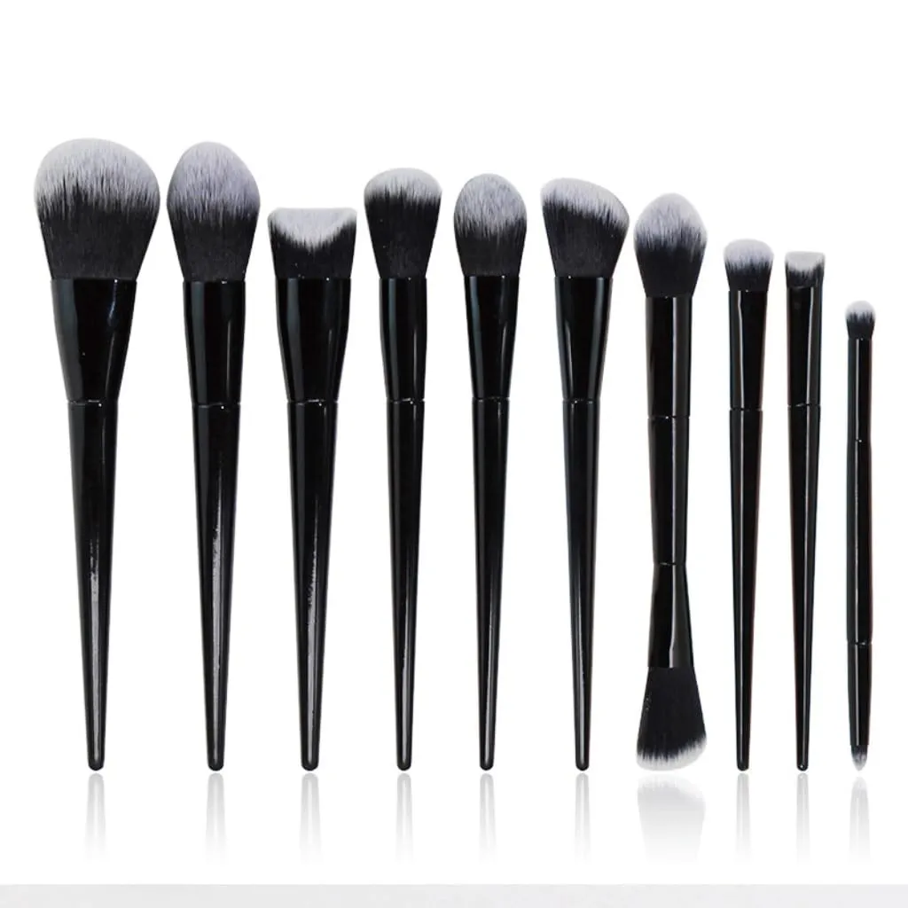 10 Pieces of Makeup Brush Set Full Set of Black Powder Eye Shadow Brush Beauty Tools