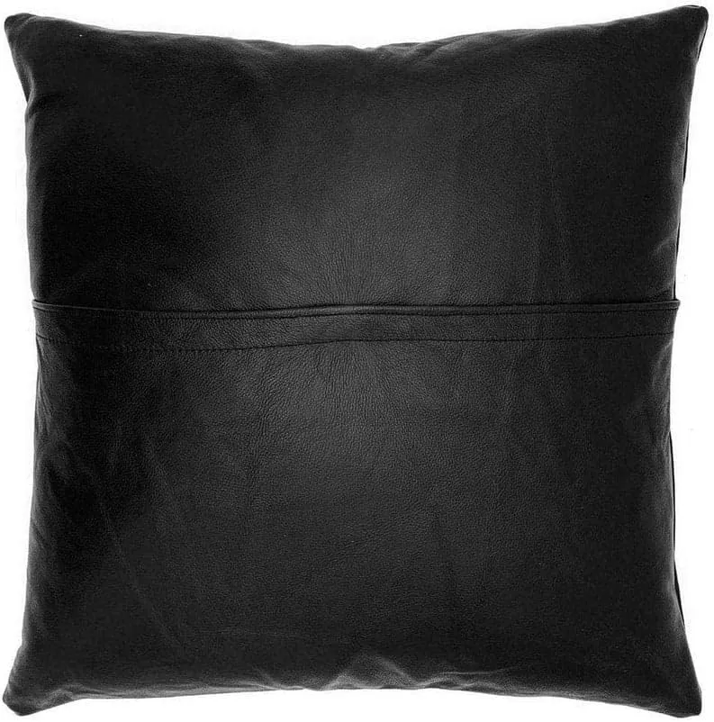 100% Lambskin Leather Pillow Cover - Sofa Cushion Case - Decorative Throw Covers for Living Room & Bedroom, (16 X 16'' Pack of 2, Black)