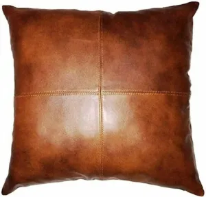 100% Lambskin Leather Pillow Cover - Sofa Cushion Case - Decorative Throw Covers for Living Room & Bedroom, (18 X 18'' Pack of 2, Tan Antique)