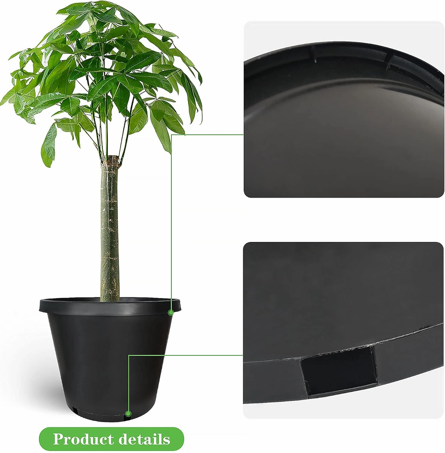 10 Pack Planter Nursery Pots 12.7 Gallon Pots for Plants, Bulk Plastic Flower Pots, Round Black Grower Pots with Drainage Hole for Nursery Garden