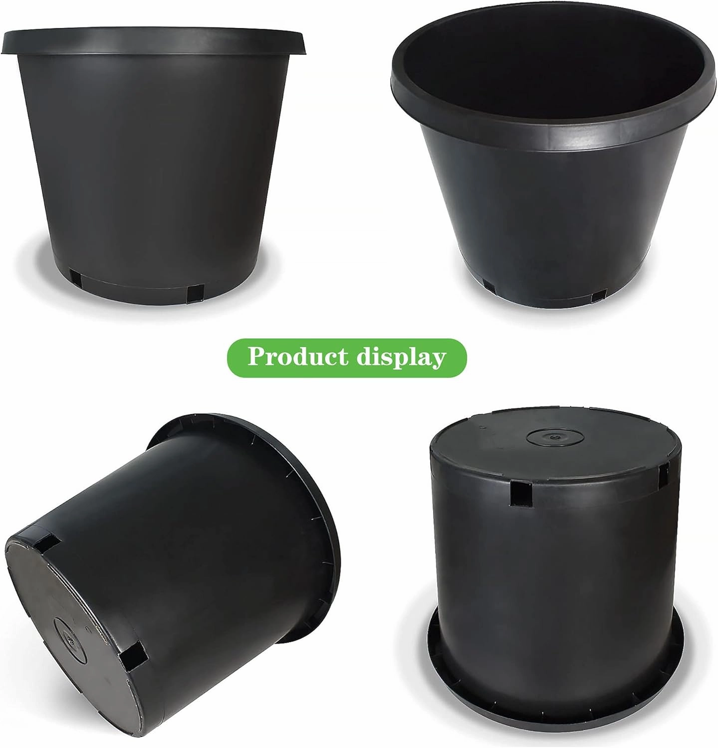 10 Pack Planter Nursery Pots 12.7 Gallon Pots for Plants, Bulk Plastic Flower Pots, Round Black Grower Pots with Drainage Hole for Nursery Garden