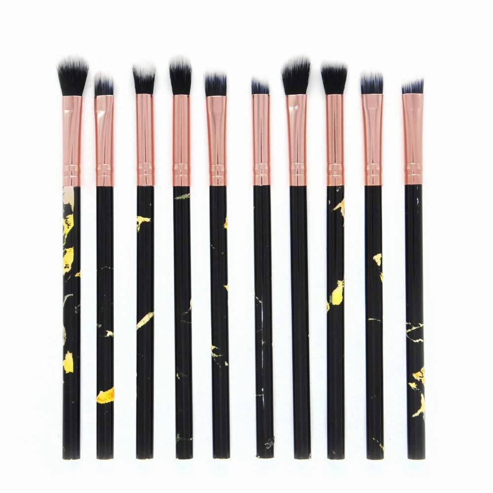 10 Pcs Makeup Brush Set Face Eye Shadow Eyeliner Foundation Small Makeup Brush, Black(One Size,Black)