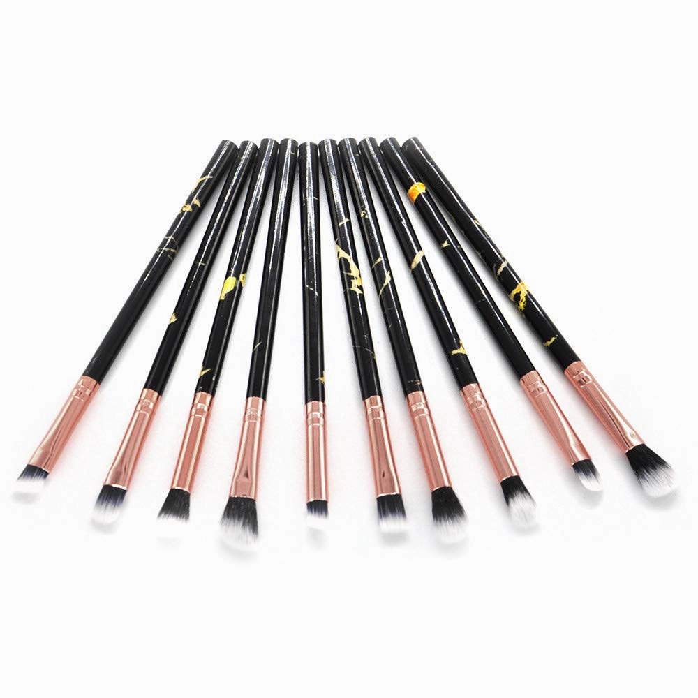 10 Pcs Makeup Brush Set Face Eye Shadow Eyeliner Foundation Small Makeup Brush, Black(One Size,Black)