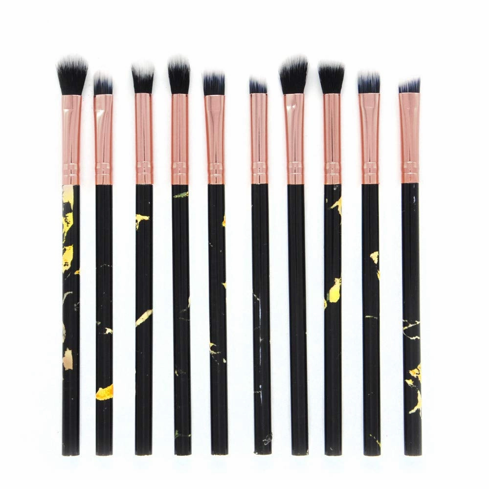 10 Pcs Makeup Brush Set Face Eye Shadow Eyeliner Foundation Small Makeup Brush, Black(One Size,Black)