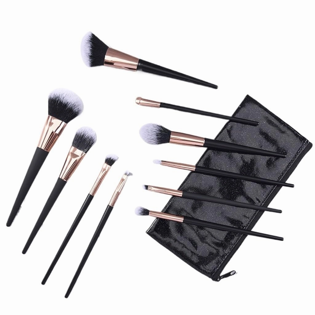 10 pieces of black portable makeup brush set powder blusher brush eye shadow brush makeup tools