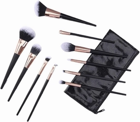 10 Pieces of Black Portable Makeup Brush Set Powder Blusher Brush Eye Shadow Brush Makeup Tools