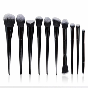 10 Pieces of Makeup Brush Set Full Set of Black Powder Eye Shadow Brush Beauty Tools(As shown,D)