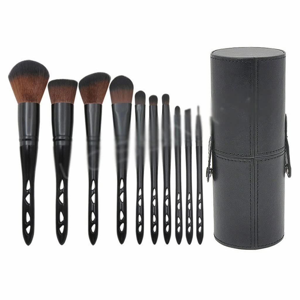10 Pieces of Porous Makeup Brush Set, Black Barreled Eye Makeup Tools