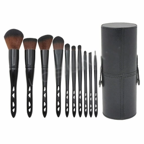 10 Pieces of Porous Makeup Brush Set, Black Barreled Eye Makeup Tools