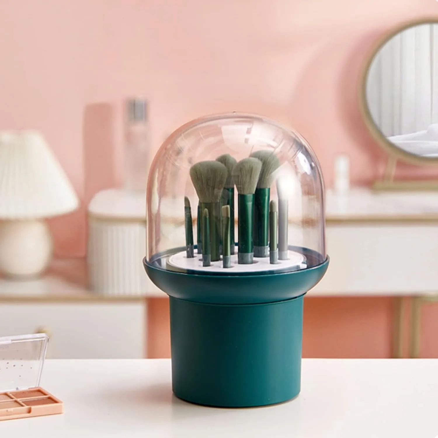 12 Holes Makeup Brush Holder Cosmetics Brushes Storage Box With Lid Polish Eyeliner Container Lipstick Pencil