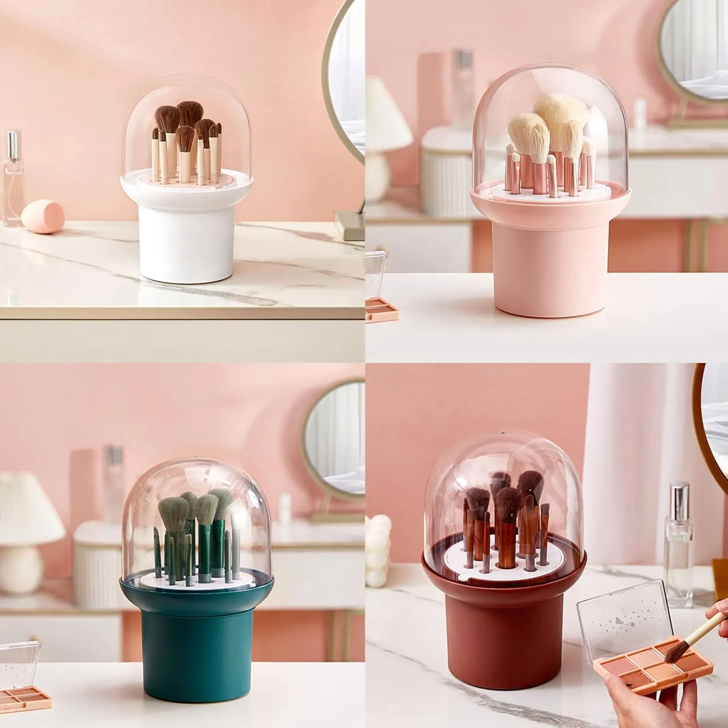 12 Holes Makeup Brush Holder Cosmetics Brushes Storage Box With Lid Polish Eyeliner Container Lipstick Pencil