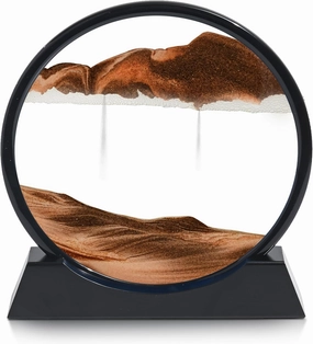 12-Inch Liquid Sand Art Motion Decor for Home Decor – Mesmerizing Desk Accessories with Anti-Slip Wooden Base – Elegant Black Frame and Colored Sand for Office Desk Accessories and Stress Relief