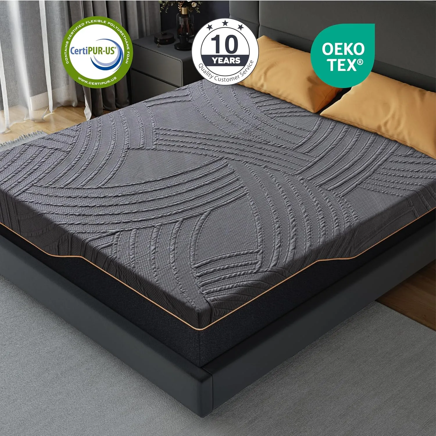 14 Inch King Size Memory Foam Mattress in a Box, Copper-Infused Aerofusion Foam & Cooling Fabric Cover, Firm King Mattress, Fiberglass-Free, CertiPUR-US Certified, 76”x80”x14”