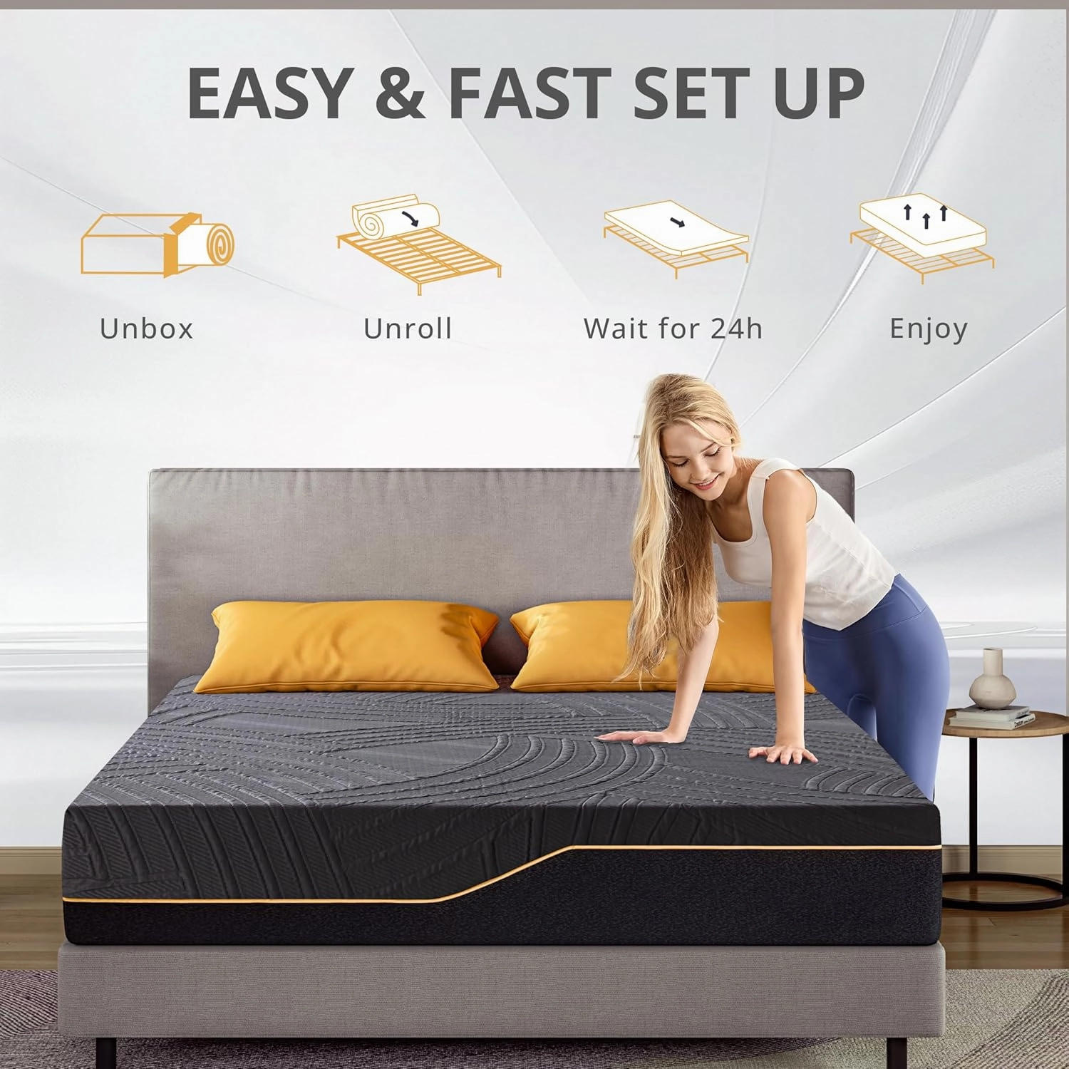 14 Inch Queen Size Memory Foam Mattress in a Box, Copper-Infused Aerofusion Foam & Cooling Fabric Cover, Firm Queen Mattress, Fiberglass-Free, CertiPUR-US Certified, 60”x80”x14”