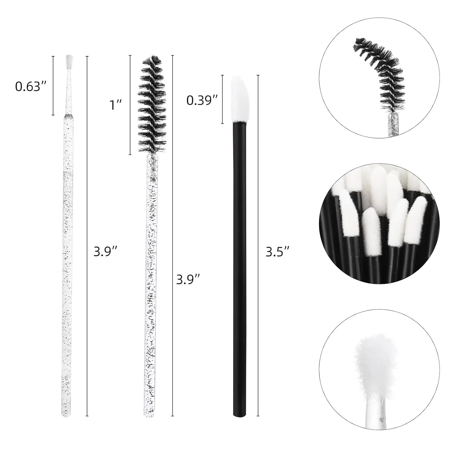 1500 Pcs Eyelash Extension Supplies Kit, 500 Spoolies Mascara Wands 500 Lip Brushes 500 Micro Swabs Black, Disposable Eyelash Brushes Makeup Applicator Tool with 3 Reusable Containers