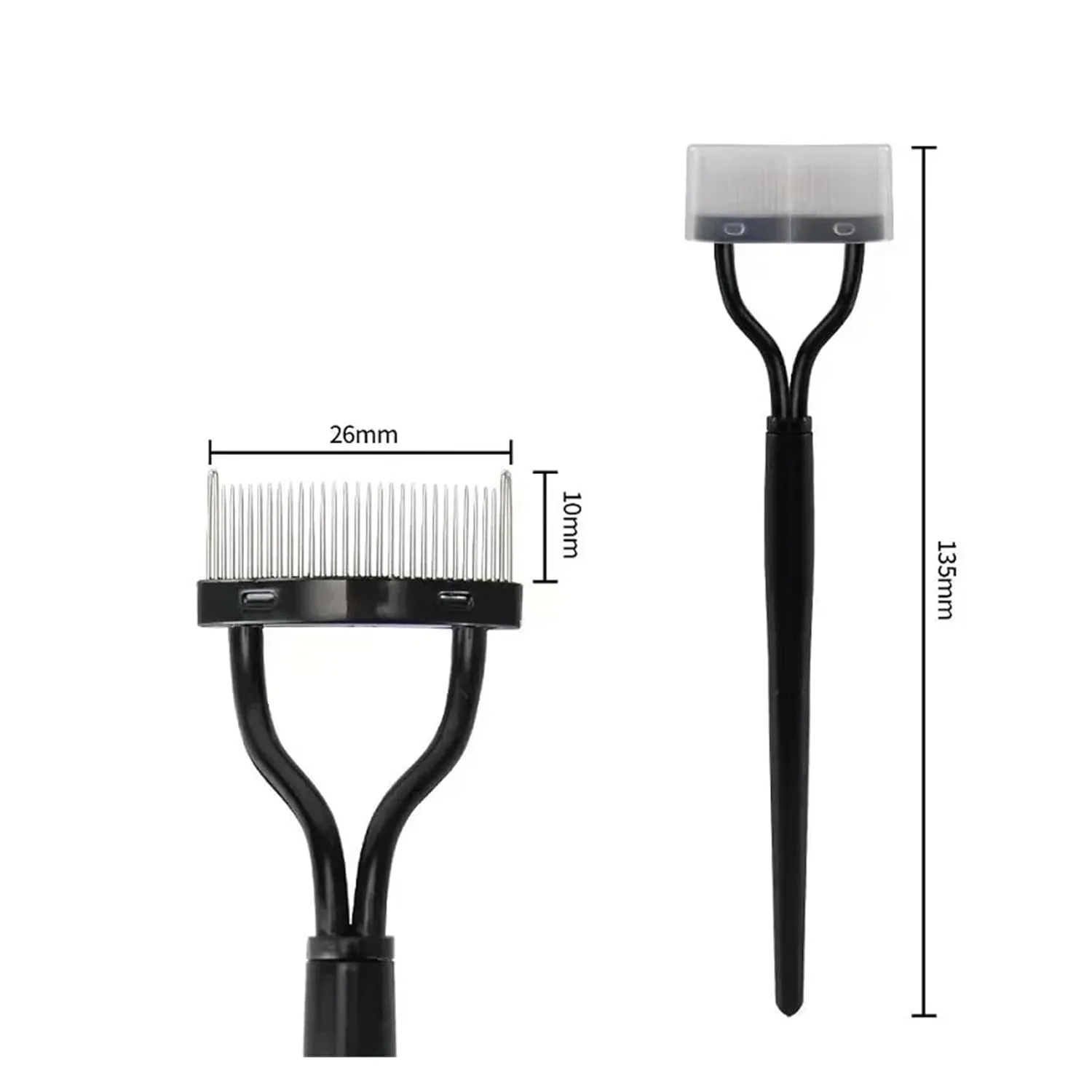 1pc Eyelash Separator Metal Teeth Foldable Eye lash Curler Beauty Makeup Stainless Eyelashs Brush Comb Mascara Curl Make up Tool(B-black)