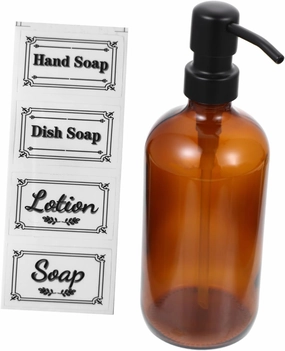 1set Glass Sub-Packing Bottle Multi-Function Liquid Dispenser Pump for Shower Gel Hand Soap Lotion for Home Hotel Use Includes Bottles Label