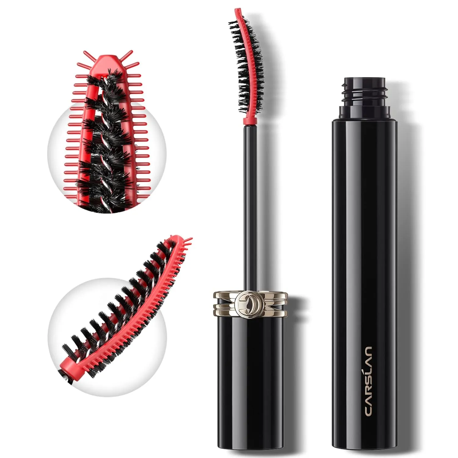 2-in-1 Brush Head Big Eye Mascara, Waterproof, Smudgeproof, Voluming Lengthening Lash, 24H Longlasting, Building Mascara, Very Black, 0.26 Fl Oz