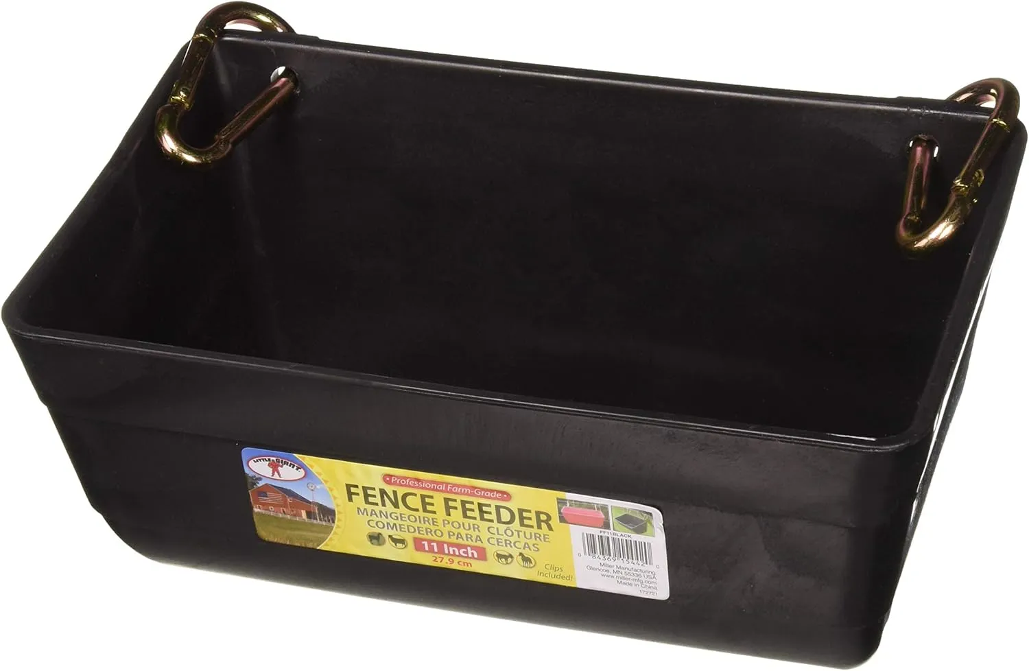 (2 Pack) Little Giant Fence Feeders With Clips, 11-Inch, Black