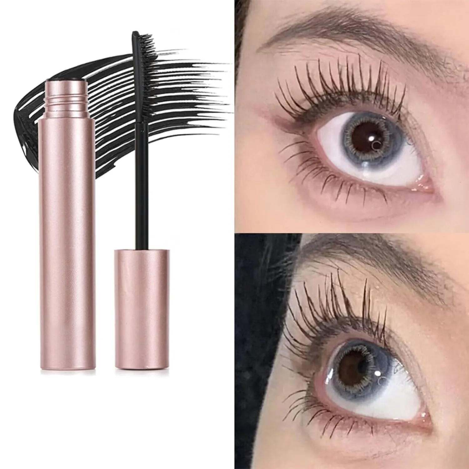 2 Packs Relaxrich Mascara, 2025 New Waterproof & Sweatproof Lengthening & Curling Mascara, Long-Lasting Smudge-proof Metal Wand (Black, 2 Pack)