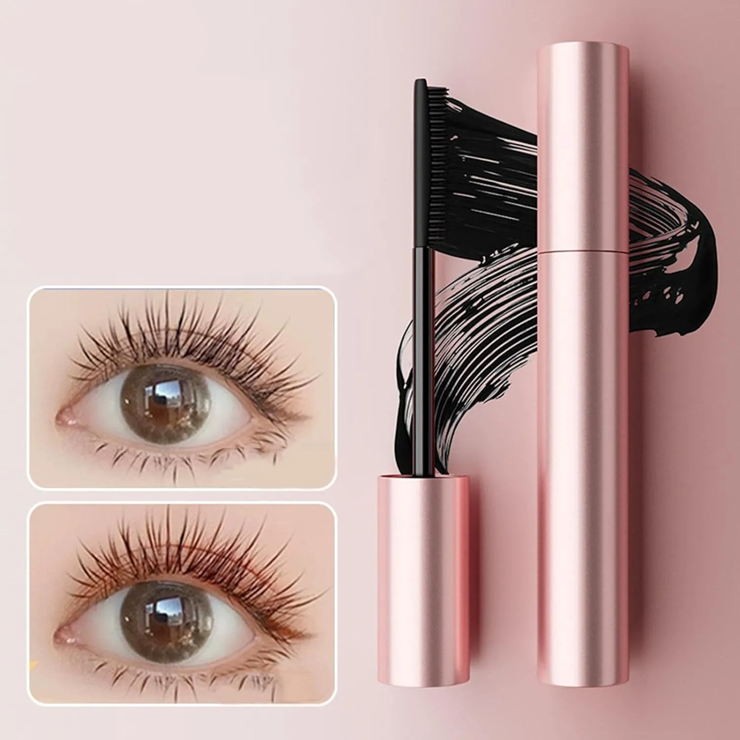 2 Packs Relaxrich Mascara, 2025 New Waterproof & Sweatproof Lengthening & Curling Mascara, Long-Lasting Smudge-proof Metal Wand (Black, 2 Pack)