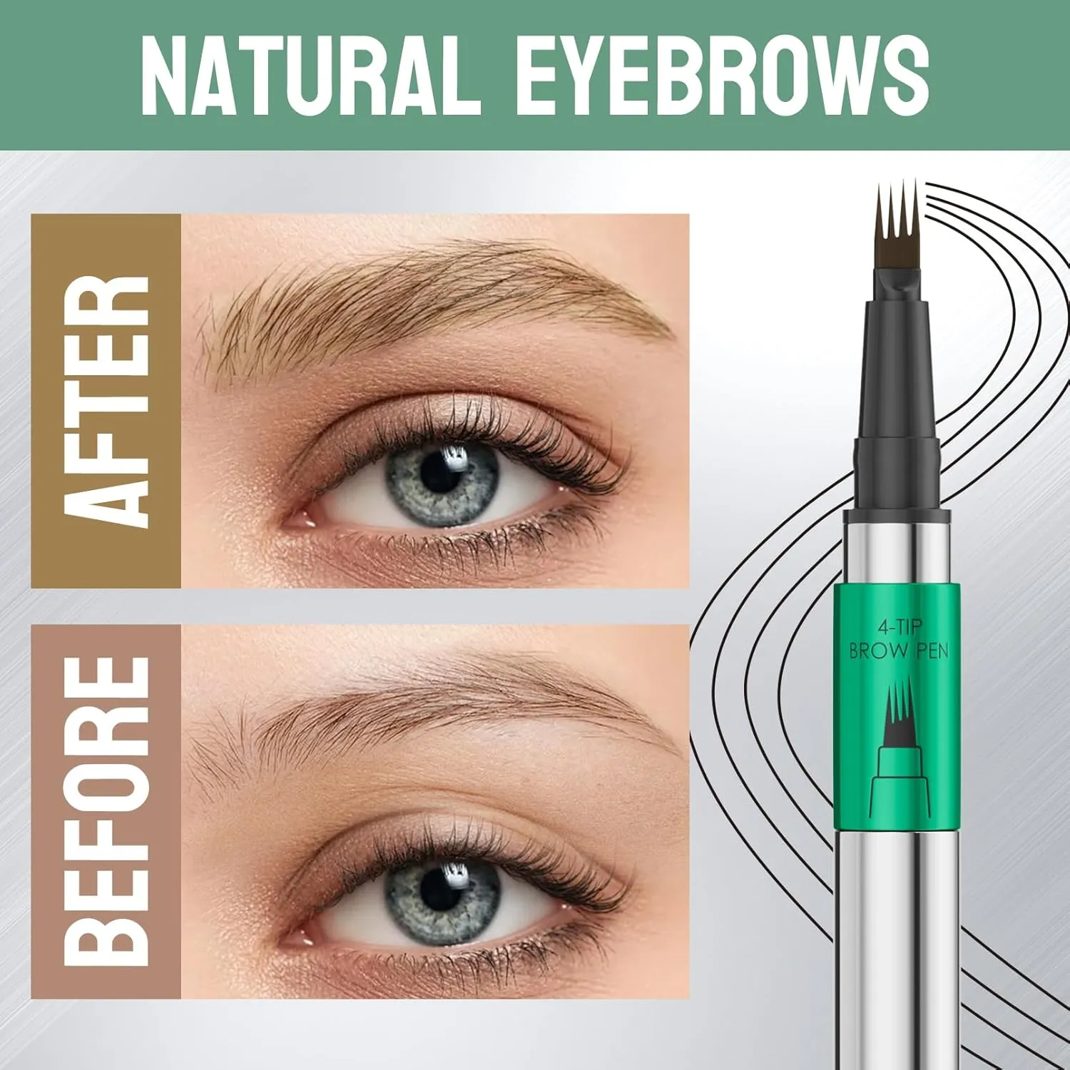 2 Pcs Microblading Eyebrow Pen Set with Eyebrow Brush, 3D Waterproof 4-Tip Precision Eyebrow Pencil, Long-Lasting Natural Fine Stroke Magic Eyebrow Pencil for Women Stay All Day (Brown)