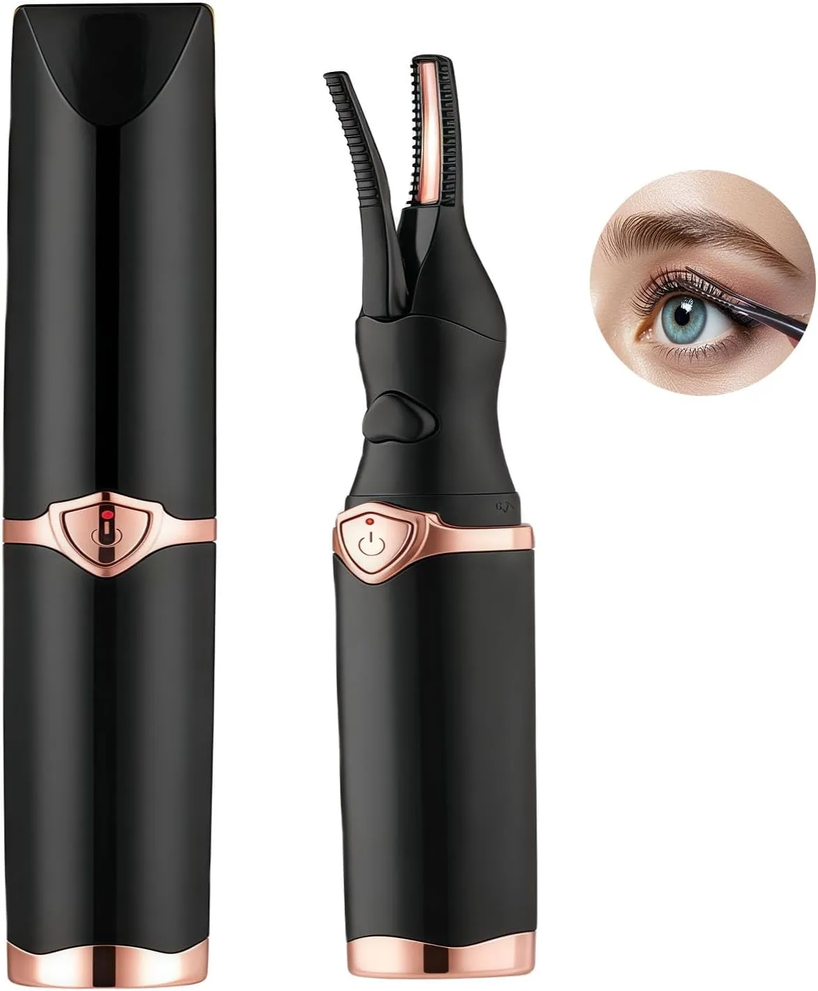 2025 New Heated Eyelash Curler,Mini Electric Eyelash Curler,Portable USB lash Eyelash Curler Heat,Electric Eyelash Curler,Eyelash Makeup Tools for Women Girls Beauty Enthusiasts (Black)