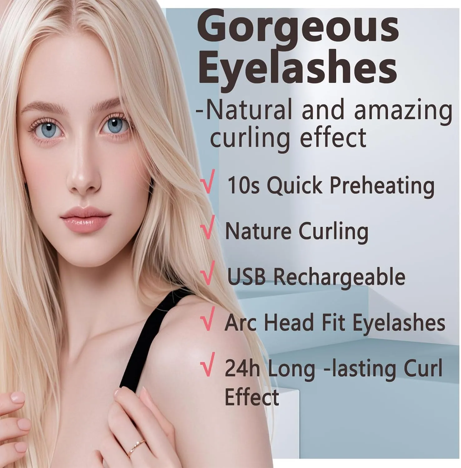 2025 New Heated Eyelash Curler,Mini Electric Eyelash Curler,Portable USB lash Eyelash Curler Heat,Electric Eyelash Curler,Eyelash Makeup Tools for Women Girls Beauty Enthusiasts (Black)