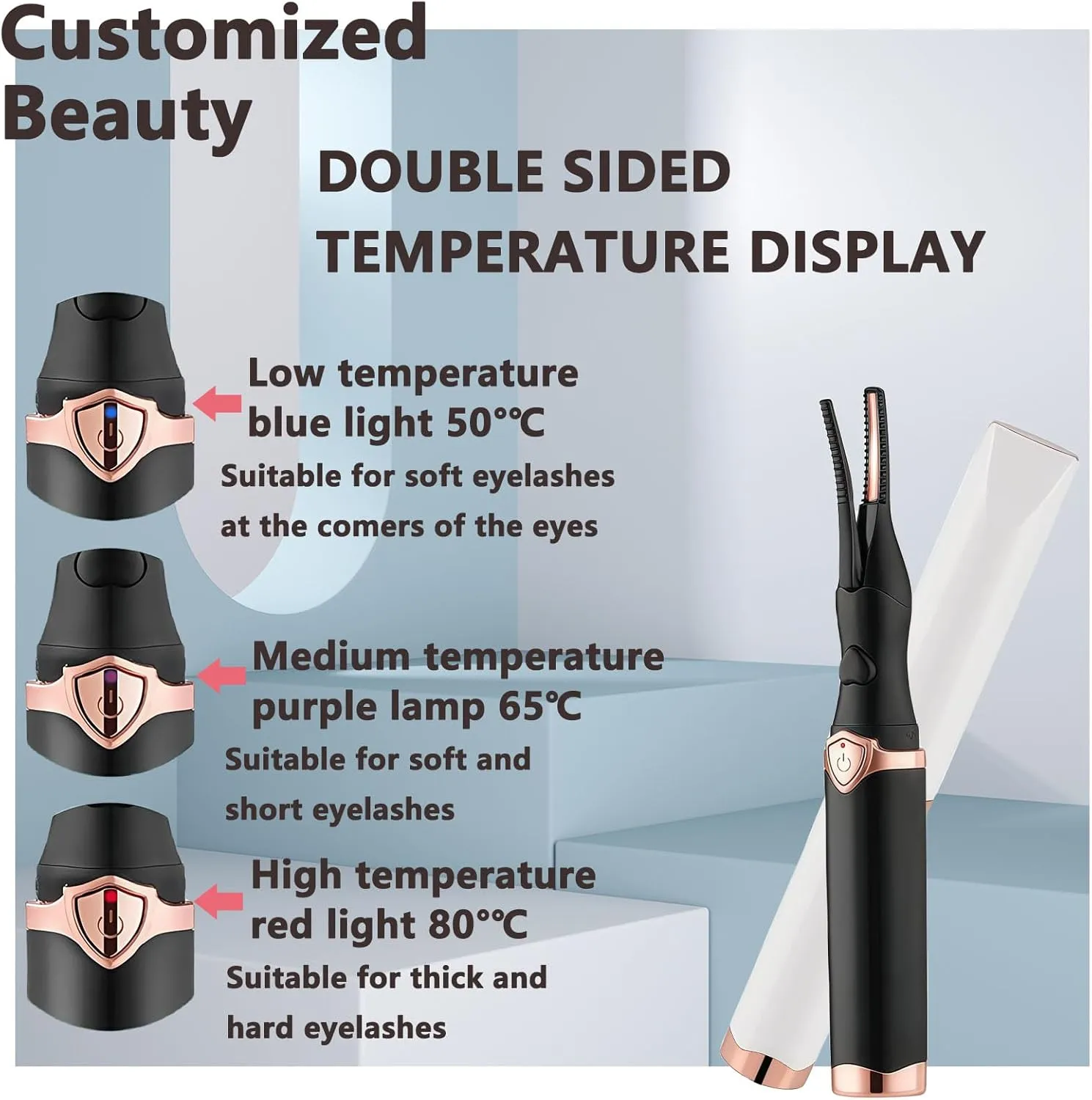 2025 New Heated Eyelash Curler,Mini Electric Eyelash Curler,Portable USB lash Eyelash Curler Heat,Electric Eyelash Curler,Eyelash Makeup Tools for Women Girls Beauty Enthusiasts (Black)