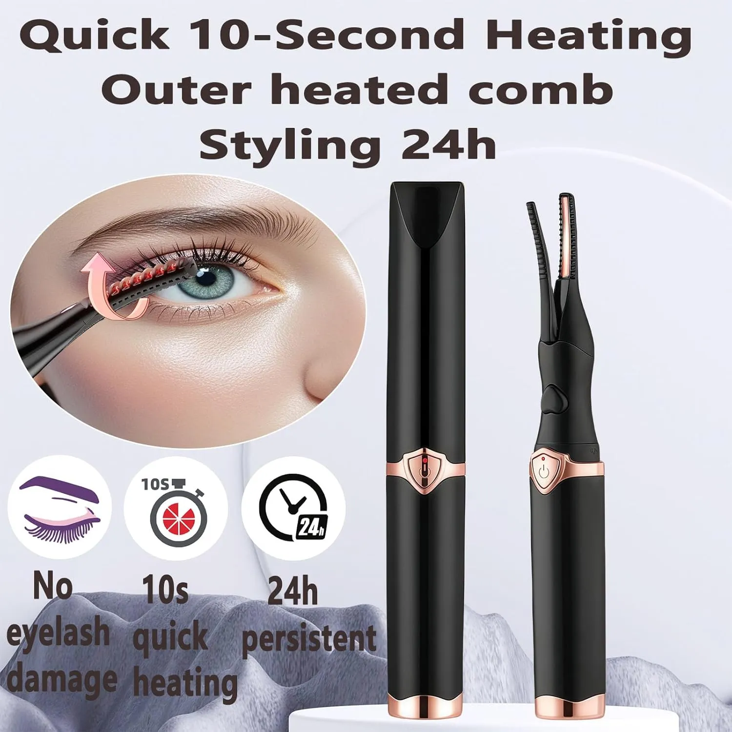 2025 New Heated Eyelash Curler,Mini Electric Eyelash Curler,Portable USB lash Eyelash Curler Heat,Electric Eyelash Curler,Eyelash Makeup Tools for Women Girls Beauty Enthusiasts (Black)