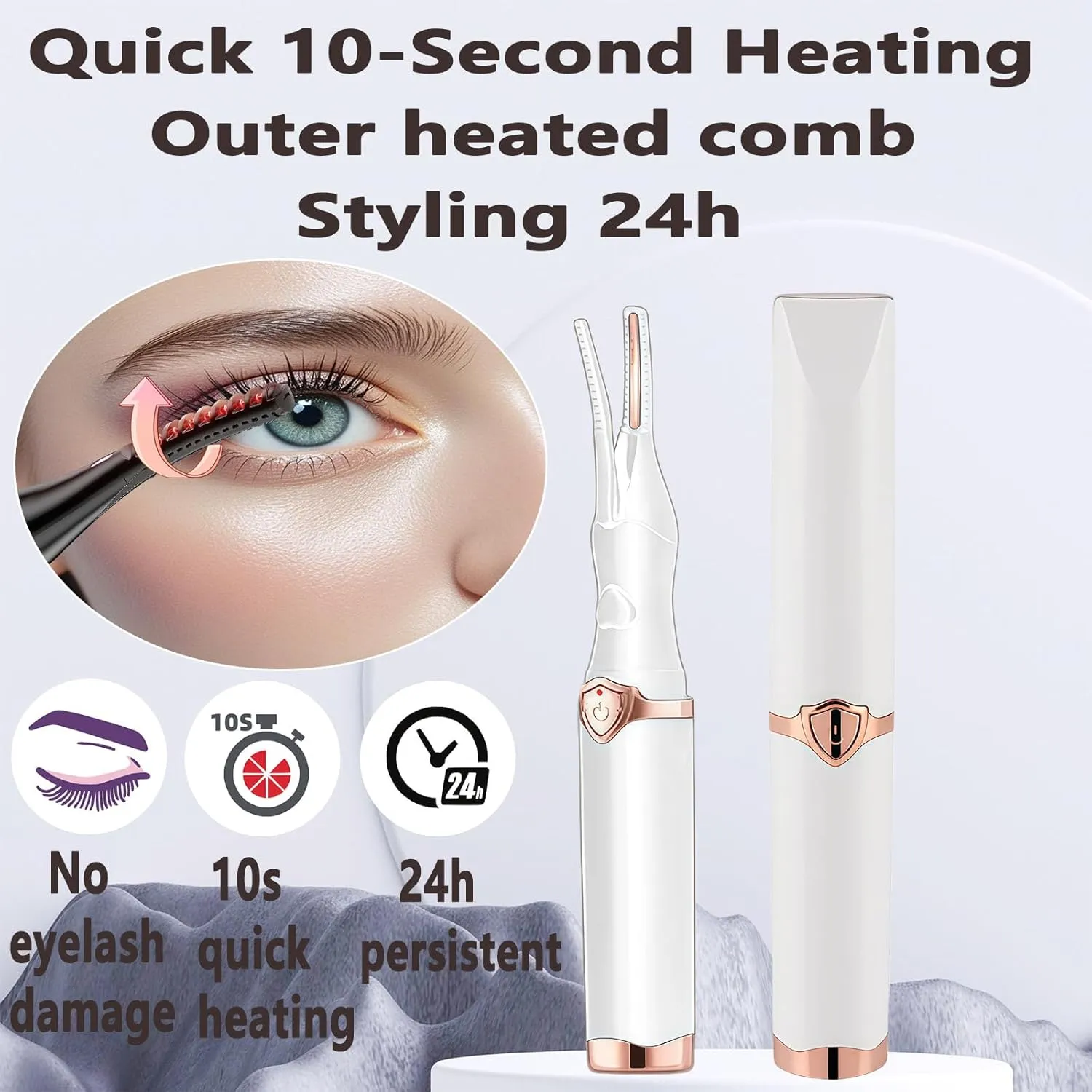 2025 New Heated Eyelash Curler,Mini Electric Eyelash Curler,Portable USB lash Eyelash Curler Heat,Electric Eyelash Curler,Eyelash Makeup Tools for Women Girls Beauty Enthusiasts (White)