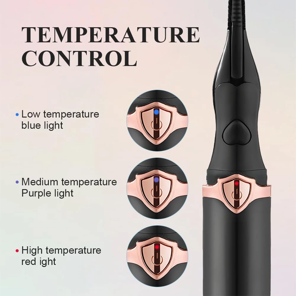 2025 Rechargeable Heated Eyelash Curler - Quick Heating, Instant Glam - USB Cable (Black White)