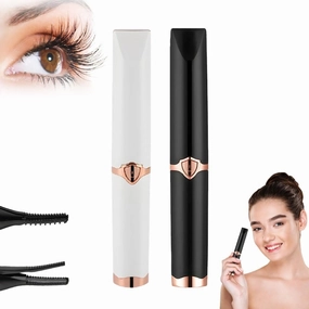 2025 Rechargeable Heated Eyelash Curler - Quick Heating, Instant Glam - USB Cable (Black White)