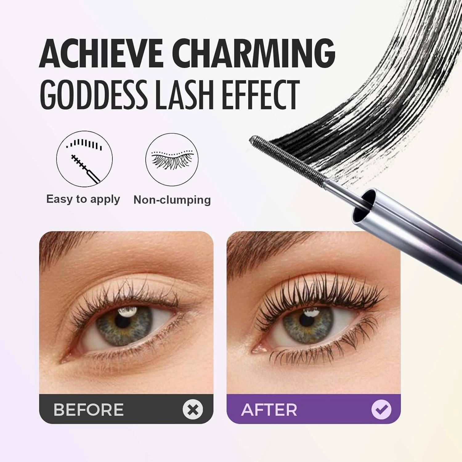 2025 Upgraded 3D Curling Eyelash Iron Mascara, Waterproof Long Lasting Lash Extensions Mascaras, Washable Metal Mascara, Curl-Enhancing Mascaras (Brown*2, 1.76Fl Oz)