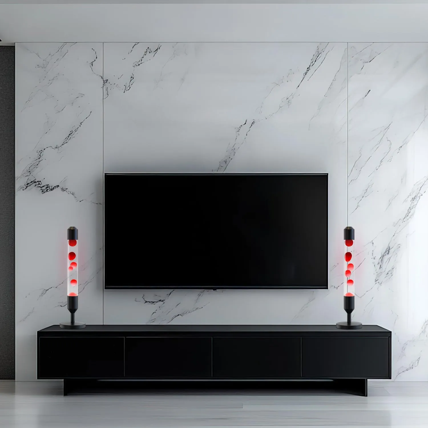 24.4-Inch Relaxing Liquid Motion Lamps,Magma Lamps, Home Decor Living Room Office Bedroom Lamp (Red Wax White Water/Black)