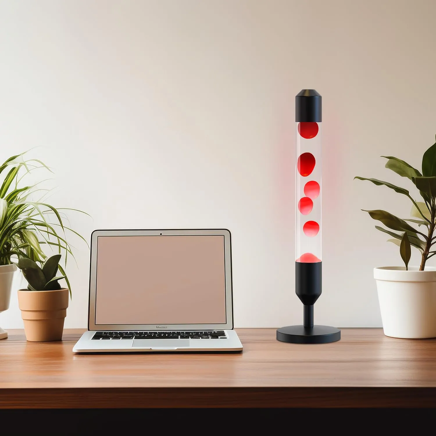 24.4-Inch Relaxing Liquid Motion Lamps,Magma Lamps, Home Decor Living Room Office Bedroom Lamp (Red Wax White Water/Black)