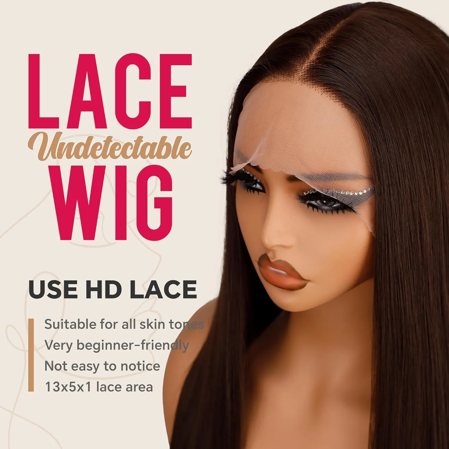 26 Inch Synthetic Straight Wig HD Lace Front Dark Brown Black Natural Color Pre Plucked With Baby Hair Ready to Wear Wigs SunKissed Lace Daily Synthetic Wig