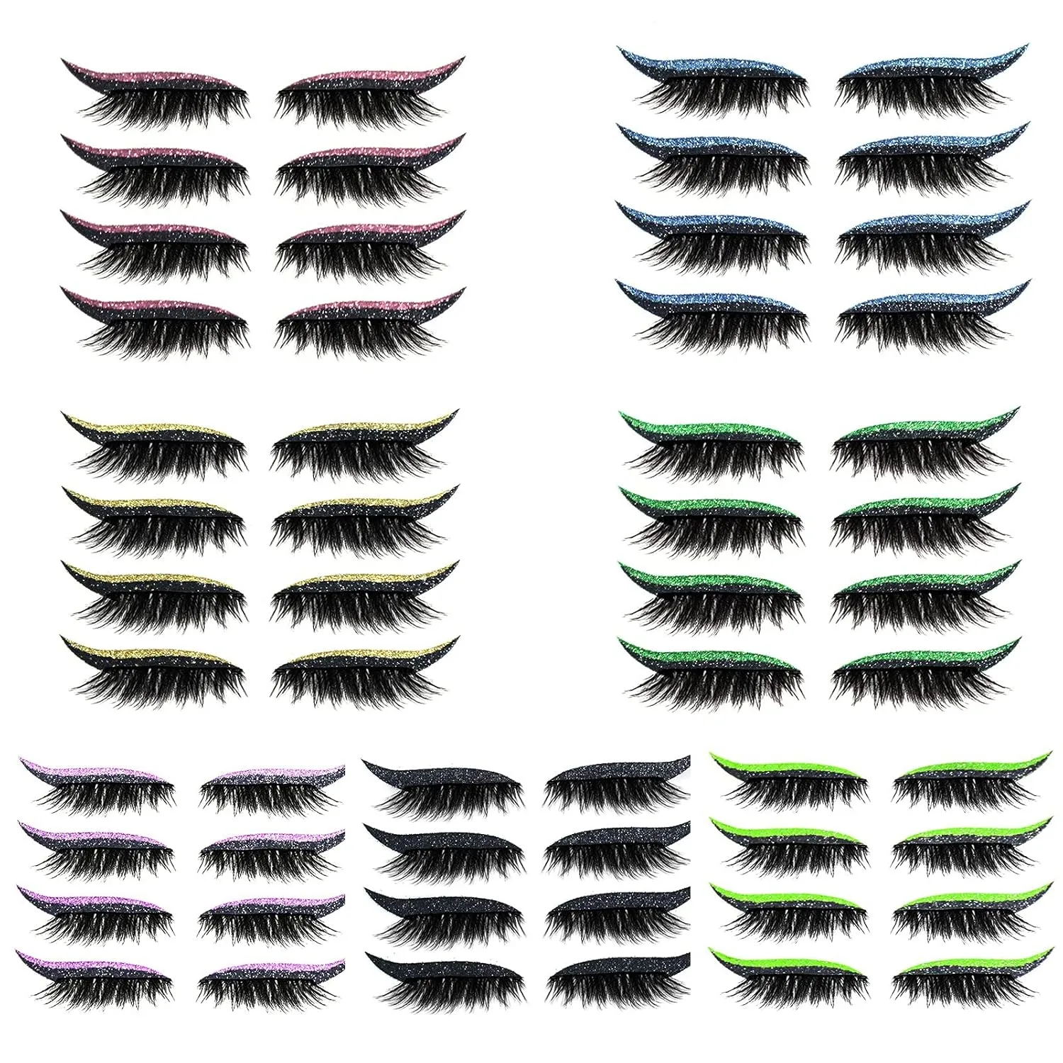 28 Pairs Eyeliner Stickers with Eyelash -Reusable Adhesive Eyeliner Eyelash Makeup Stickers -Cosmetic Quick Easy Application -Double Eyelid Tape Invisible Self-Adhesive Eye Line Strip Sticker