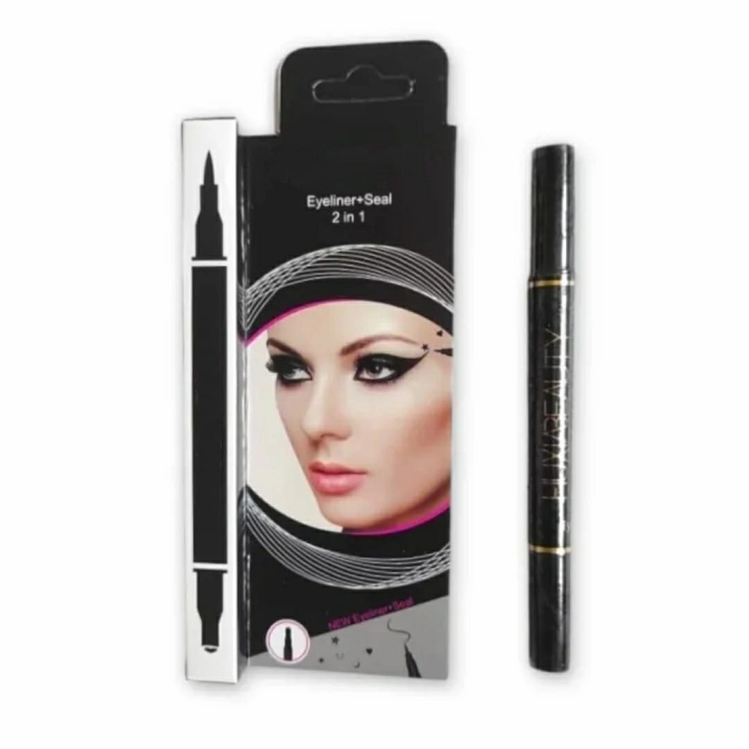 2 in 1 Double-Ended Waterproof Liquid Eyeliner   Seal (Black)