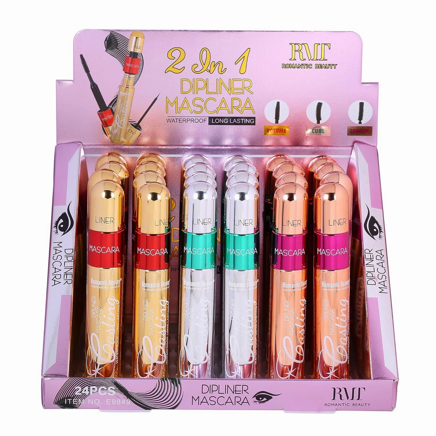 2 in 1 Lasting Dip Liner and Mascara by Romantic Beauty (Full Set (3 PIeces))