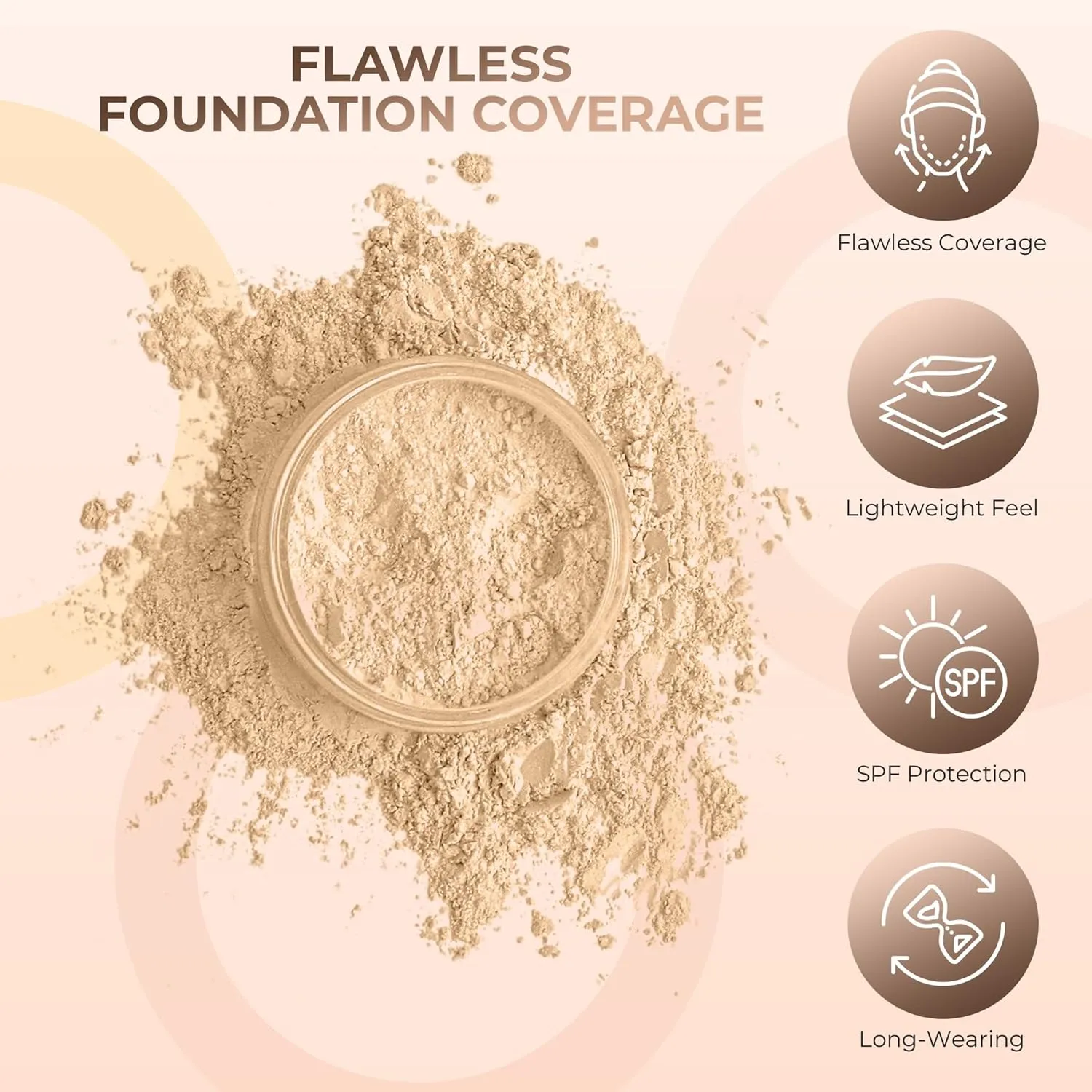 2pc FOUNDATION with KABUKI BRUSH Mineral Makeup (FAIR 2) Matte Loose Powder Bare Face Cosmetics Full Coverage Long Lasting All Skin Types SPF 18