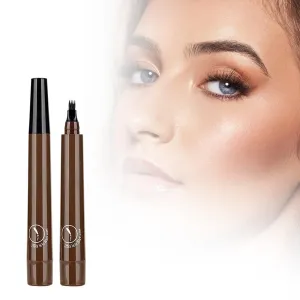 2Pc Microblading Eyebrow Pencil, Magic Eyebrow Tattoo Pencil 4 Fork Tip, Create Natural Hair-Like Brows, Waterproof Brow Pencil with Micro-Fork Tip (Brown-2pcs)