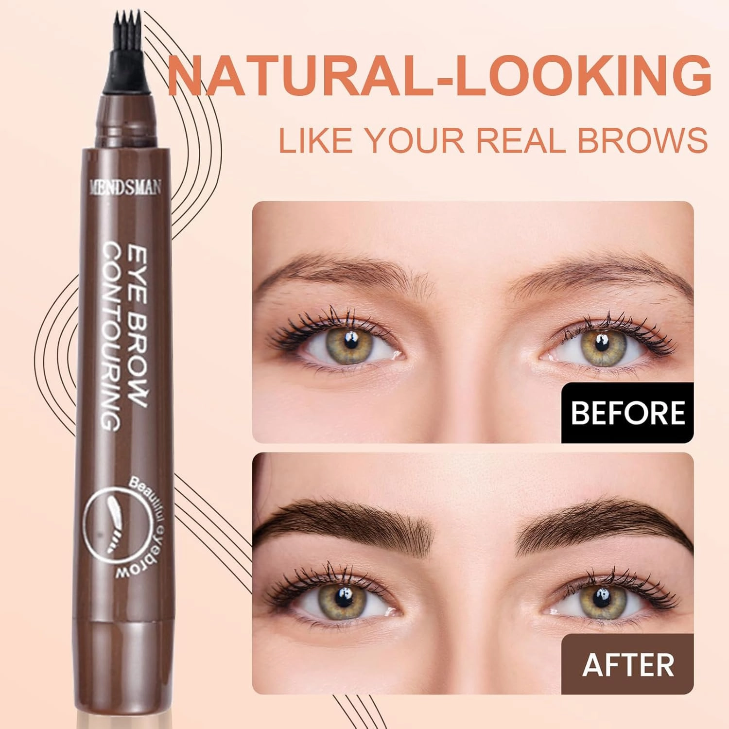2PC Microblading Eyebrow Pen,Waterproof Microblading Eyebrow Pencil,2025 New Natural Fine Stroke Eyebrow Pen,4-Tip Magic Waterproof Brow Pencil with Micro-Fork Tip(Dark Brown Red)