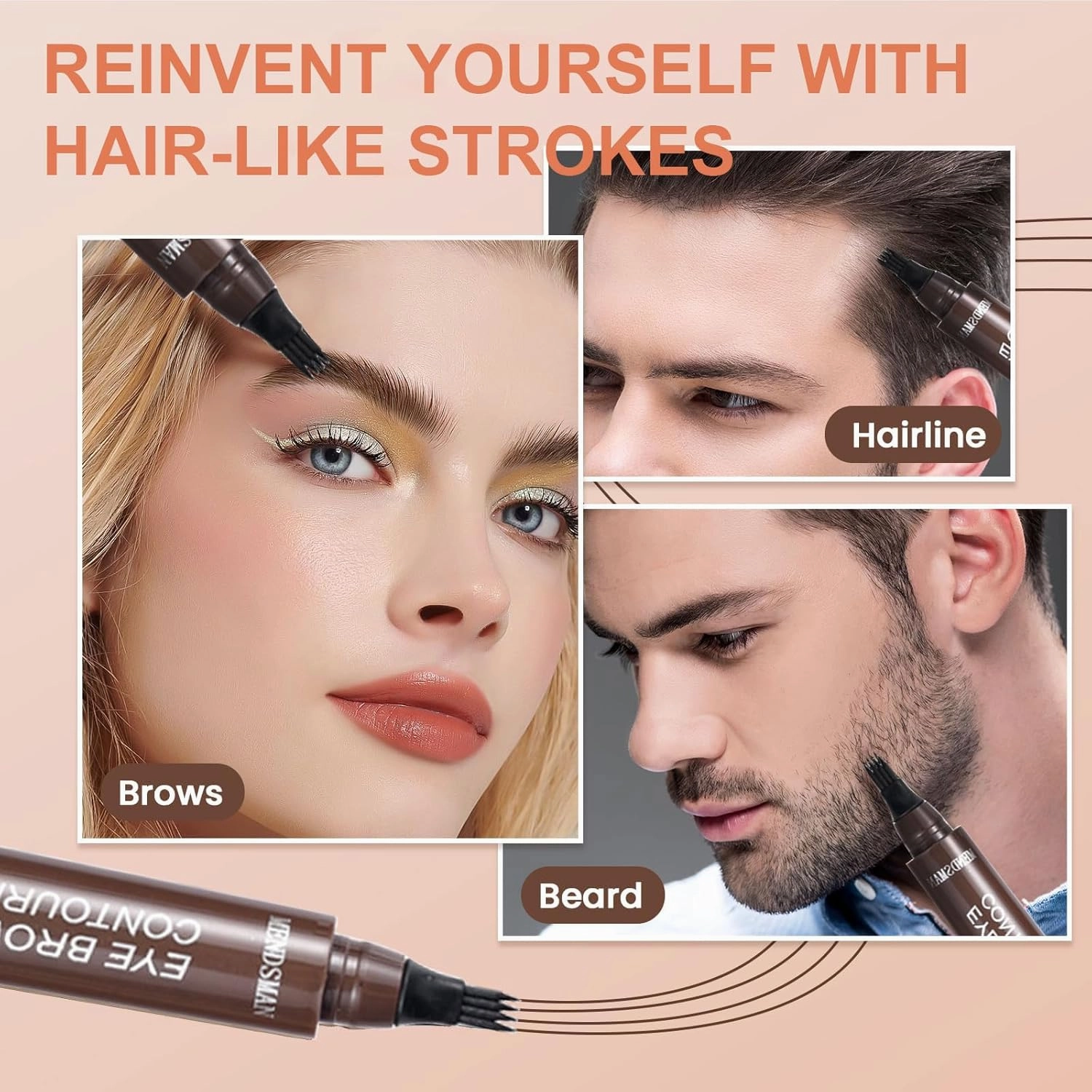 2PC Microblading Eyebrow Pen,Waterproof Microblading Eyebrow Pencil,2025 New Natural Fine Stroke Eyebrow Pen,4-Tip Magic Waterproof Brow Pencil with Micro-Fork Tip(Dark Brown Red)