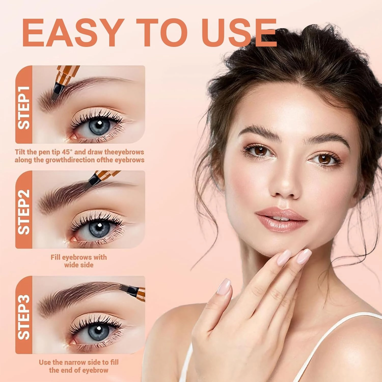 2PC Microblading Eyebrow Pen,Waterproof Microblading Eyebrow Pencil,2025 New Natural Fine Stroke Eyebrow Pen,4-Tip Magic Waterproof Brow Pencil with Micro-Fork Tip(Dark Brown Red)