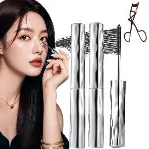 2PCS Small Steel Tube Mascara - Steel Tube Mascara Primer, Steel Pipe Eyelash Primer, Waterproof & Sweat-Resistant Long-Lasting Curling Mascara