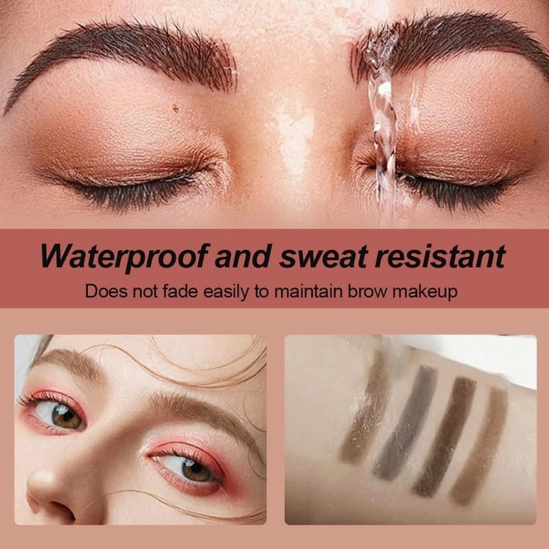 2PCS Eyebrow Microblading Pen, 2024 New 3D Waterproof Microblading Eyebrow Pencil Contouring Pen, 4 Fork Tip Magic Eyebrow Pencil, Microblading Eyebrow Pen for Natural Makeup All Day(#6-Red Brown)