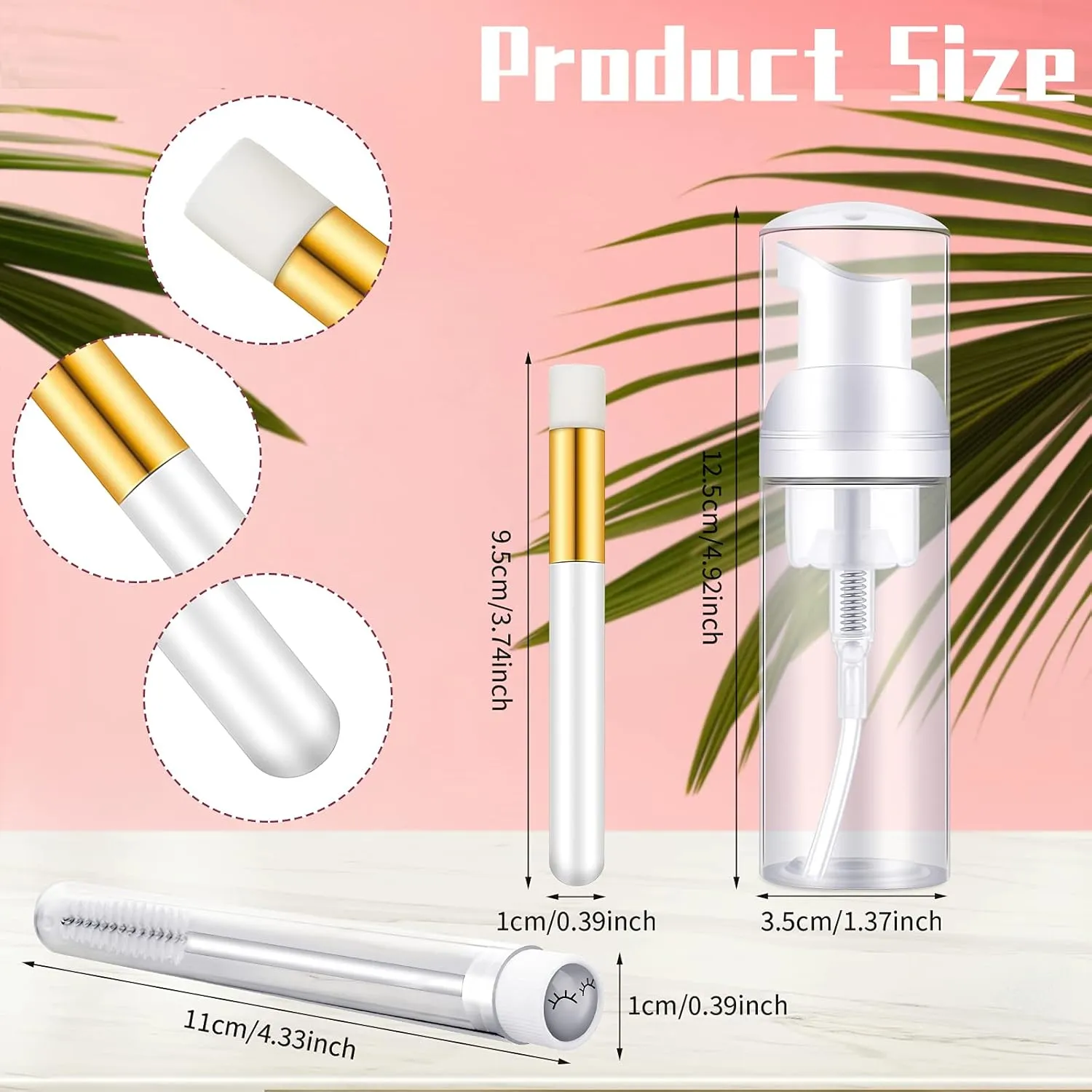 30 Pieces Nose Brushes Set 1.8oz Empty Bottle Travel Soap Bottle and Lash Shampoo Brushes Diamond Eyelash Foaming Soap Pump Dispenser Lash Wand Makeup Tool for Women, 50ml(White)