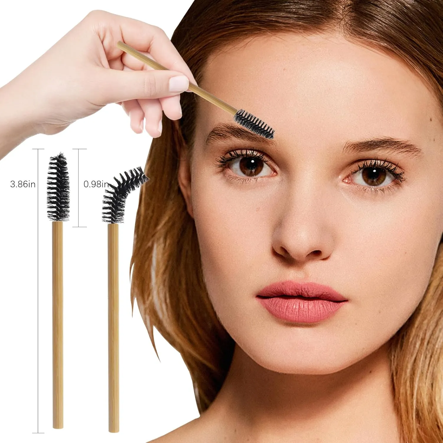 300PCS Disposable Mascara Wands Spoolie Brush Bamboo Eyebrow Brushes Eyelash Extension Applicator Makeup Kits.myaokue-up(Black)
